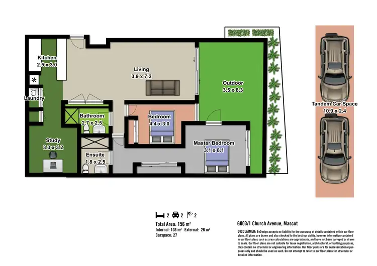 Floorplan of Homely apartment listing, G03/1 Church Avenue, Mascot NSW 2020
