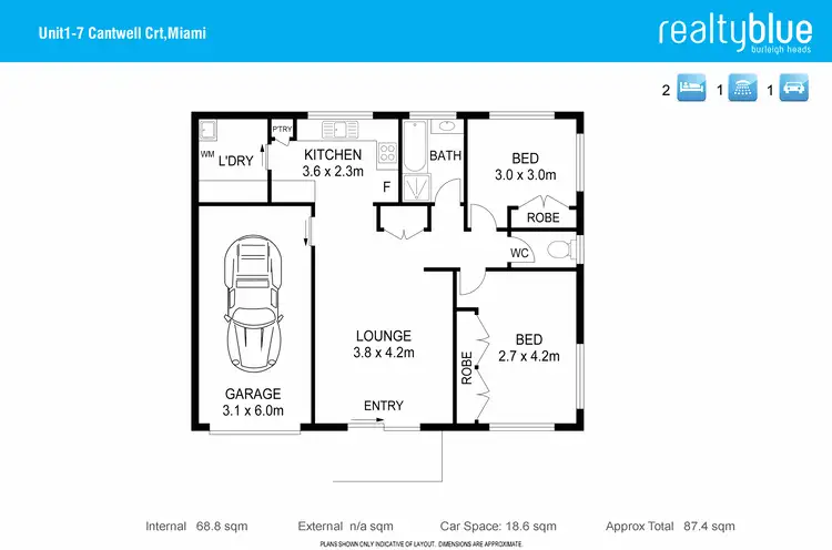 Floorplan of Homely unit listing, 1/7 Cantwell Court, Miami QLD 4220