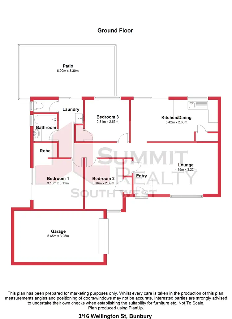Floorplan of Homely unit listing, 3/16 Wellington Street, Bunbury WA 6230
