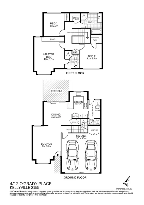Floorplan of Homely townhouse listing, 4/12 O'Grady Place, Kellyville NSW 2155