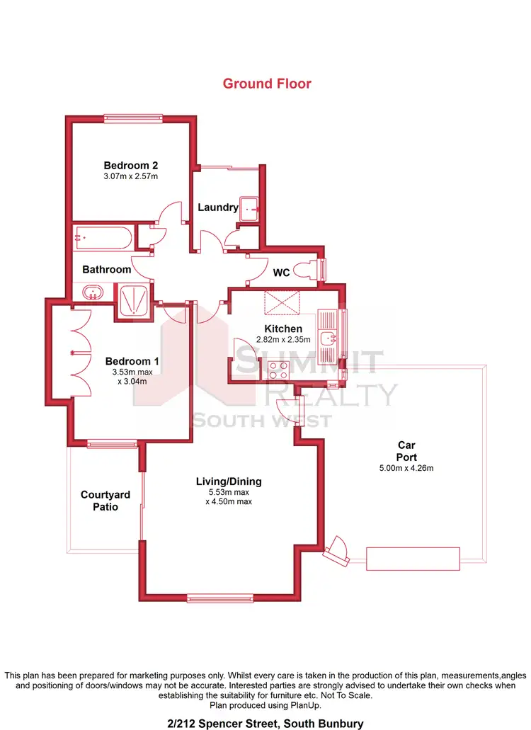 Floorplan of Homely unit listing, 2/212 Spencer Street, South Bunbury WA 6230