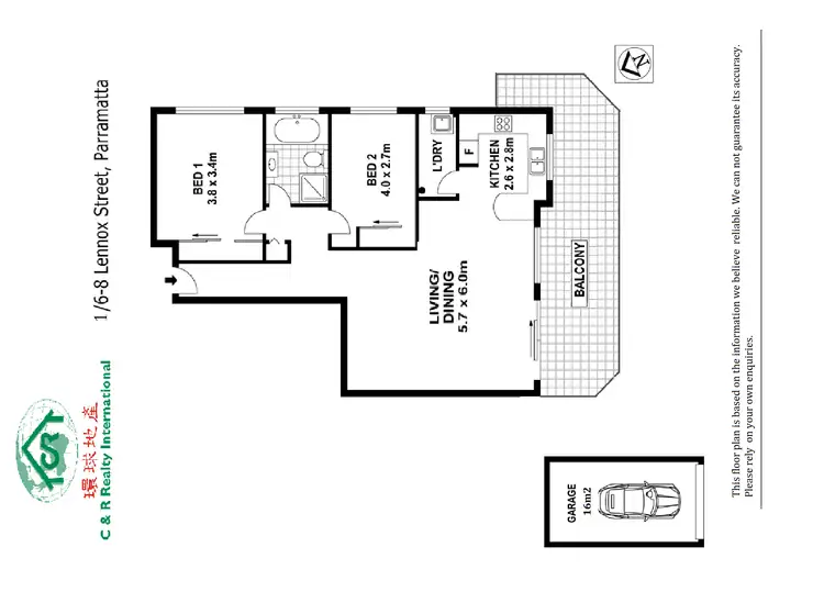 Floorplan of Homely unit listing, 1/6-8 Lennox Street, Parramatta NSW 2150