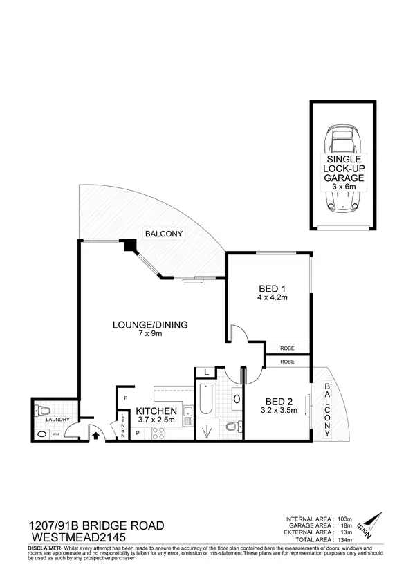 Floorplan of Homely unit listing, 1207/91B Bridge Road, Westmead NSW 2145