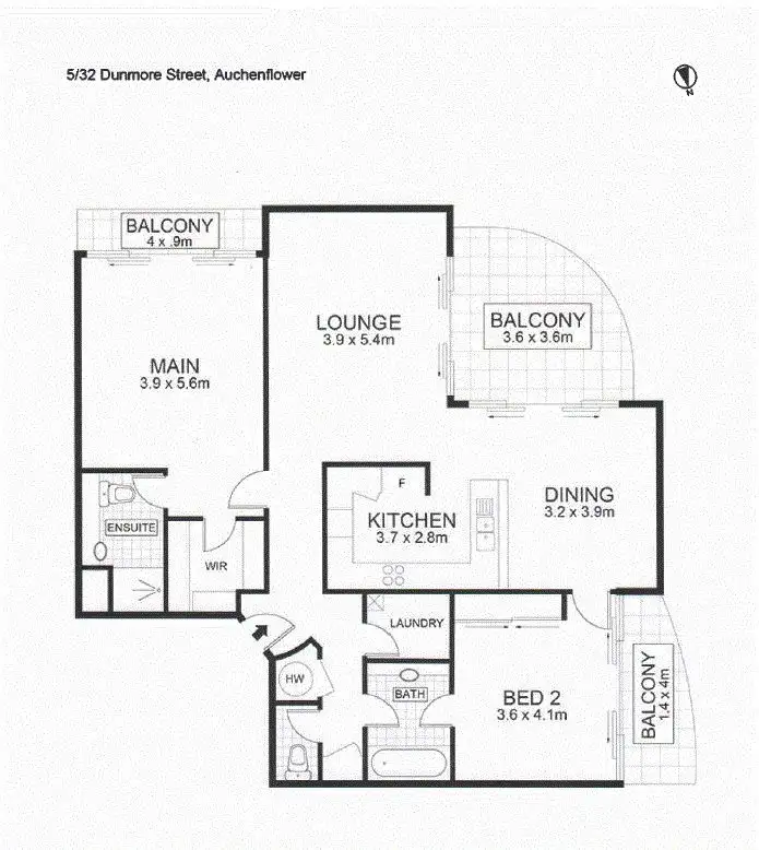 Floorplan of Homely unit listing, 5/32 Dunmore Terrace, Auchenflower QLD 4066