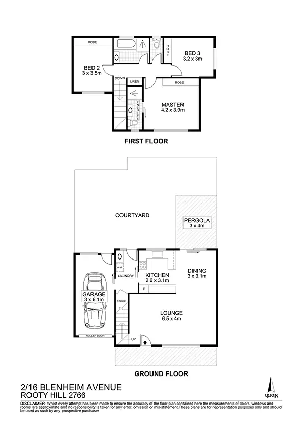 Floorplan of Homely townhouse listing, 2/16 Blenheim Avenue, Rooty Hill NSW 2766