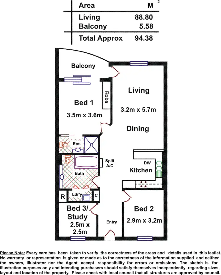 Floorplan of Homely apartment listing, B3/188 Carrington Street, Adelaide SA 5000