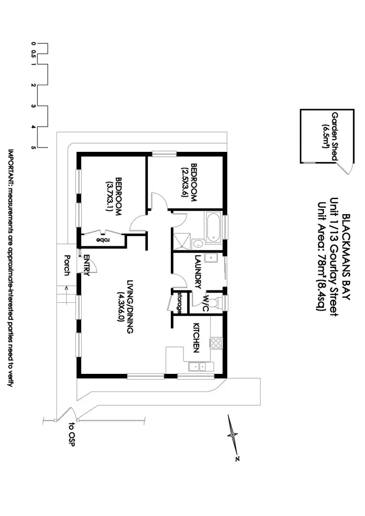 Floorplan of Homely unit listing, 1/13 Gourlay St, Blackmans Bay TAS 7052