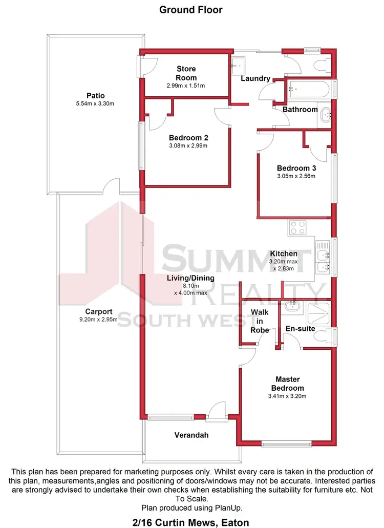 Floorplan of Homely unit listing, 2/16 Curtin Mews, Eaton WA 6232