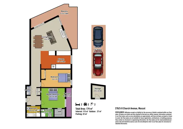 Floorplan of Homely apartment listing, 276/3-9 Church Avenue, Mascot NSW 2020