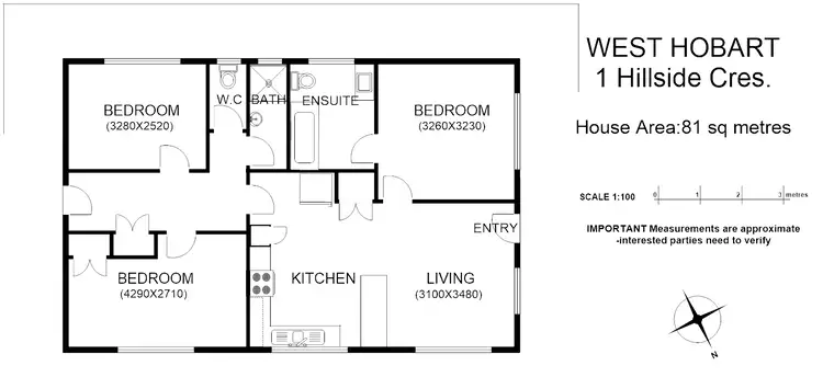 Floorplan of Homely house listing, 1 Hillside Cres, West Hobart TAS 7000