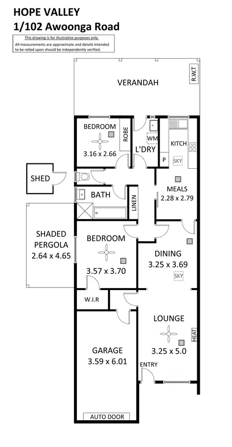 Floorplan of Homely unit listing, 1/102 Awoonga Road, Hope Valley SA 5090