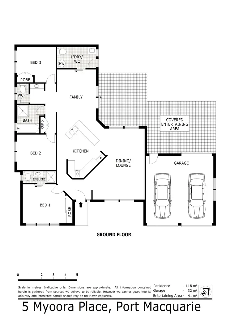 Floorplan of Homely house listing, 5 Myoora Place, Port Macquarie NSW 2444