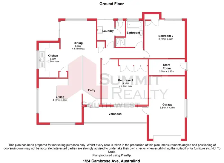 Floorplan of Homely unit listing, 1/24 Cambrose Avenue, Australind WA 6233