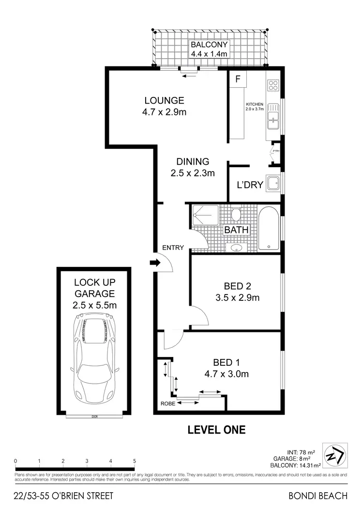 Floorplan of Homely unit listing, 22/53-55 O'Brien Street, Bondi Beach NSW 2026