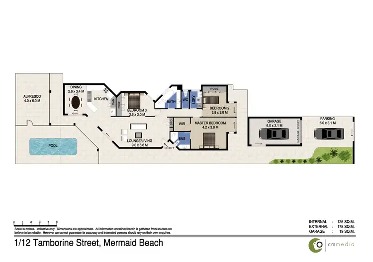 Floorplan of Homely semi-detached listing, 1/12 Tamborine Street, Mermaid Beach QLD 4218