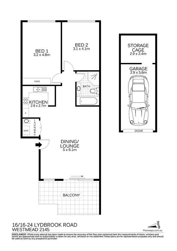 Floorplan of Homely unit listing, 16/16 Lydbrook Street, Westmead NSW 2145