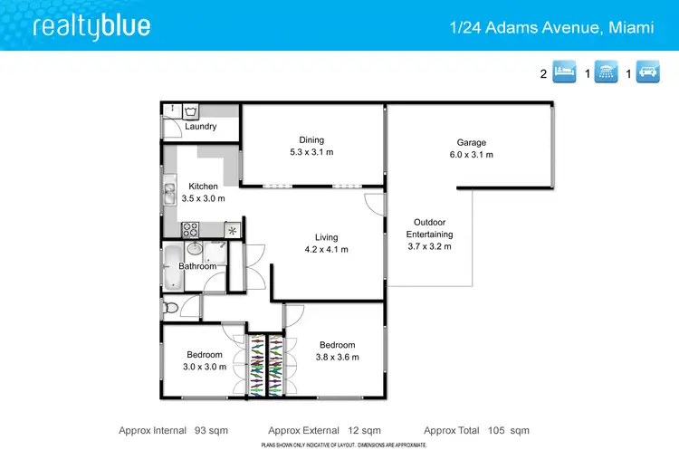 Floorplan of Homely semi-detached listing, 1/24 Adams Avenue, Miami QLD 4220