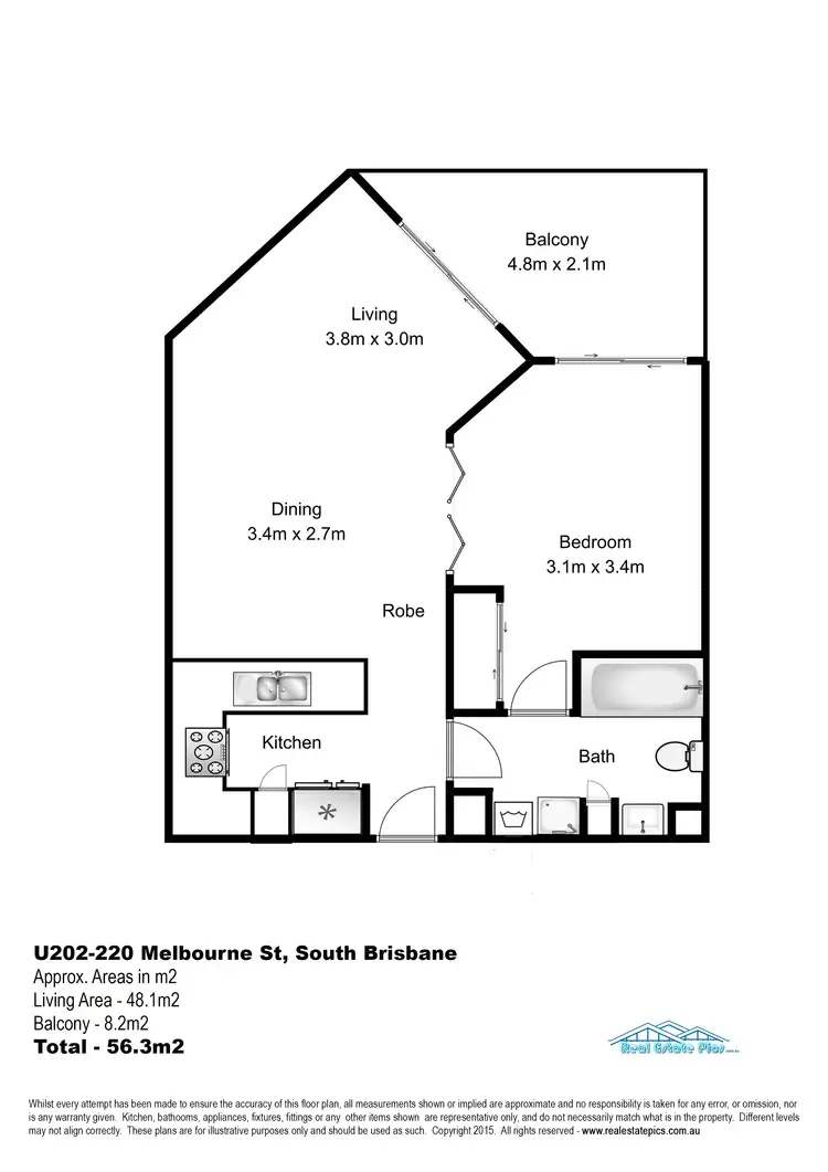 Floorplan of Homely unit listing, 202/220 Melbourne Street, South Brisbane QLD 4101