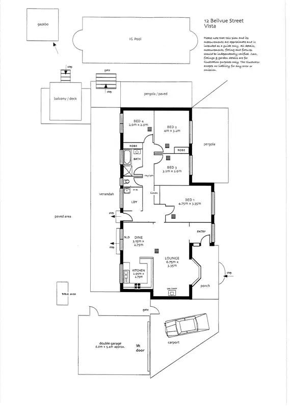 Floorplan of Homely house listing, 12 Bellvue Street, Vista SA 5091