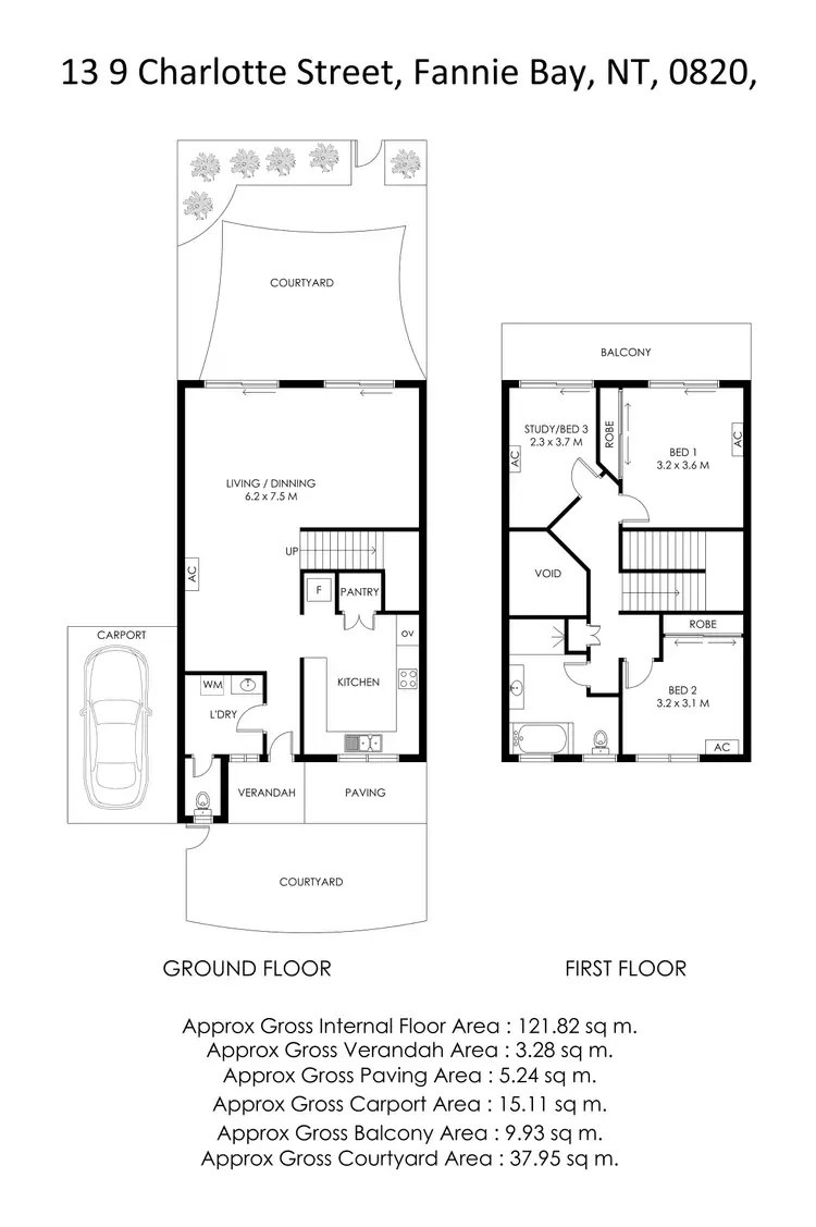 Floorplan of Homely townhouse listing, 13/9 Charlotte Street, Fannie Bay NT 820