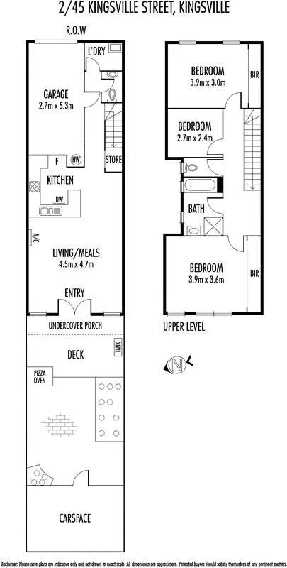 Floorplan of Homely townhouse listing, 2/45 Kingsville Street, Kingsville VIC 3012
