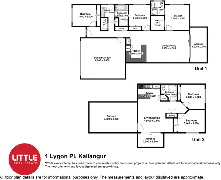 Floorplan of Homely semi-detached listing, 1&2/1 Lygon Place, Kallangur QLD 4503