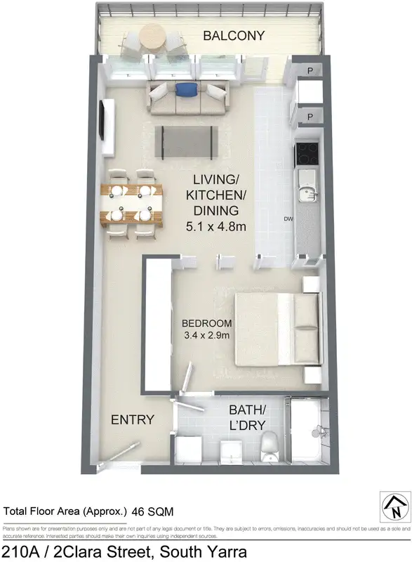 Floorplan of Homely apartment listing, 210A/1 Clara Street, South Yarra VIC 3141