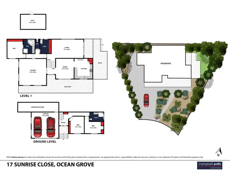 Floorplan of Homely house listing, 17 Sunrise Close, Ocean Grove VIC 3226