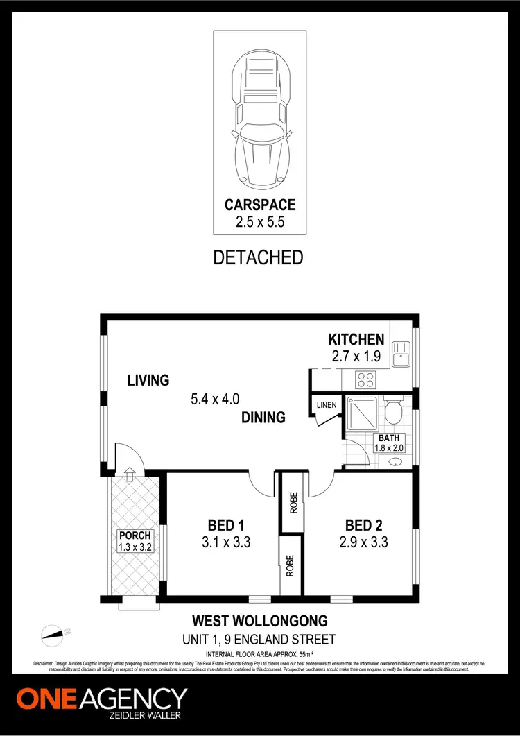 Floorplan of Homely unit listing, 1/9 England Street, West Wollongong NSW 2500
