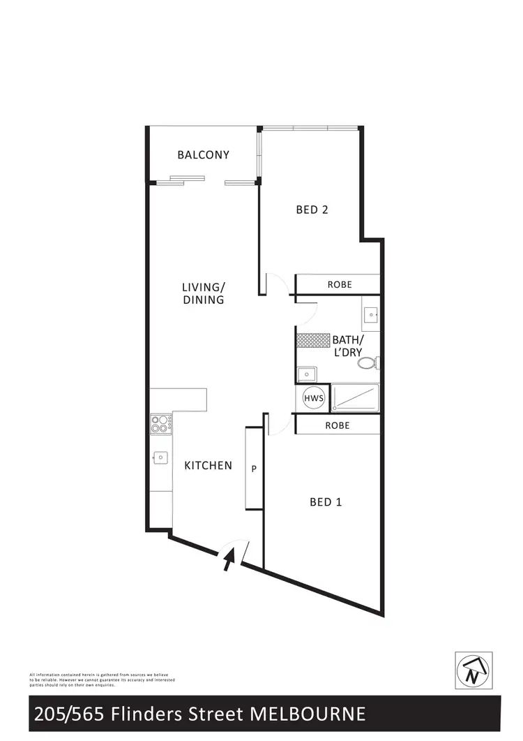 Floorplan of Homely apartment listing, 205/565 Flinders Street, Melbourne VIC 3000