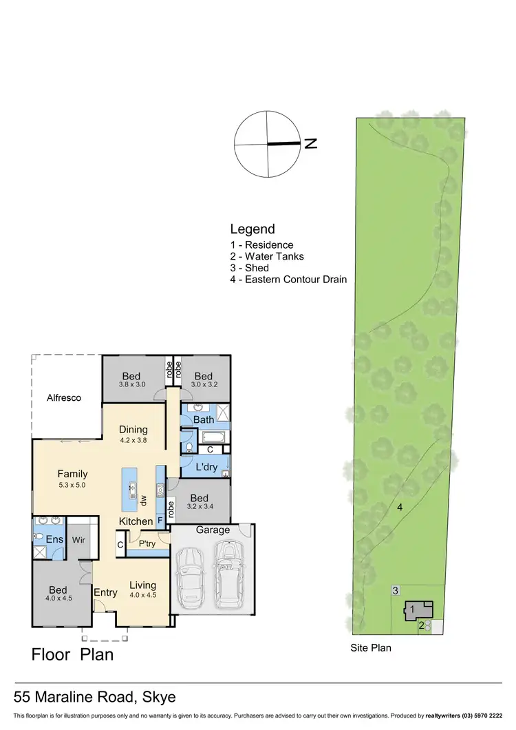 Floorplan of Homely rural property listing, 55 Maraline Road, Skye VIC 3977