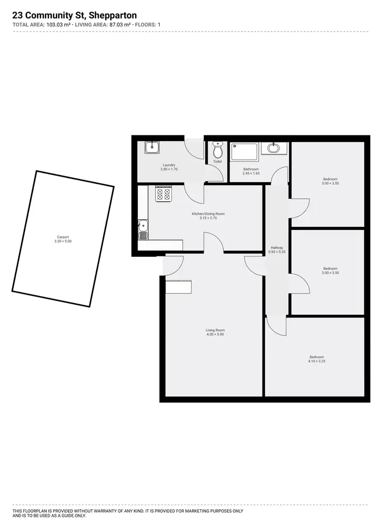 Floorplan of Homely house listing, 23 Community Street, Shepparton VIC 3630