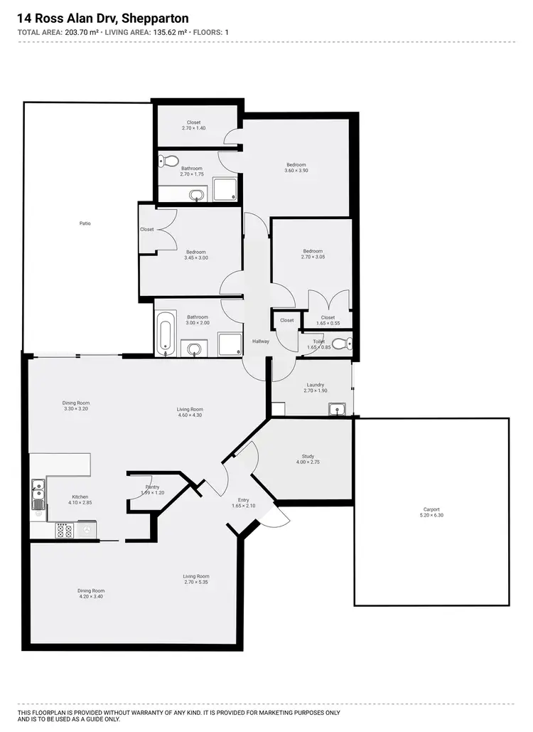 Floorplan of Homely house listing, 14 Ross Alan Drive, Shepparton VIC 3630