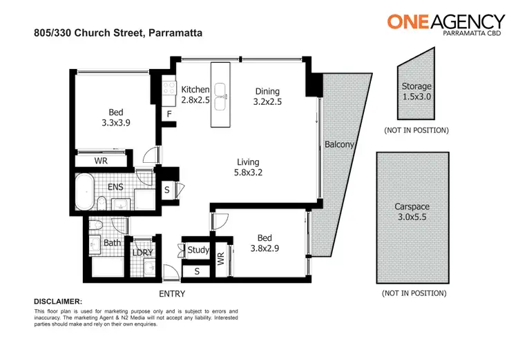 Floorplan of Homely apartment listing, 805/330 Church Street, Parramatta NSW 2150
