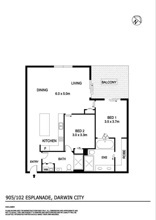 Floorplan of Homely apartment listing, 905/102 Esplanade, Darwin City NT 800