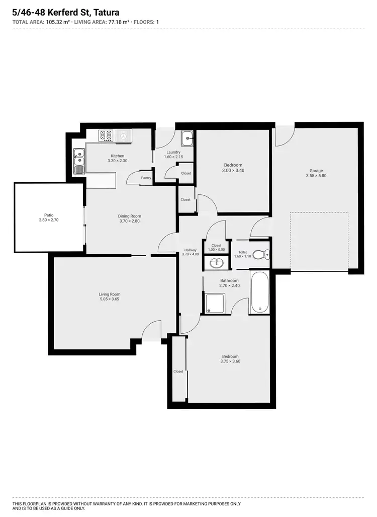 Floorplan of Homely unit listing, 5/46 Kerferd Street, Tatura VIC 3616