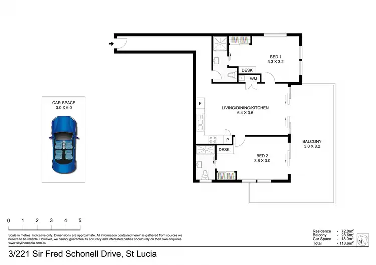 Floorplan of Homely unit listing, 3/221 Sir Fred Schonell Drive, St Lucia QLD 4067