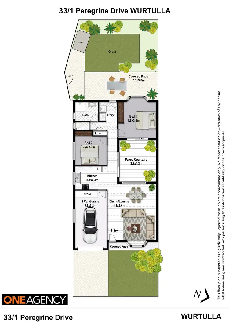 Floorplan of Homely villa listing, 33/1 Peregrine Drive, Wurtulla QLD 4575