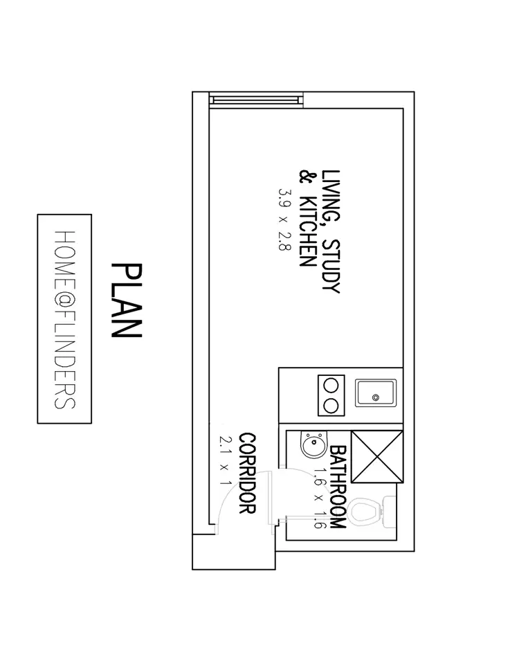 Floorplan of Homely studio listing, 521/268 Flinders Street, Melbourne VIC 3000