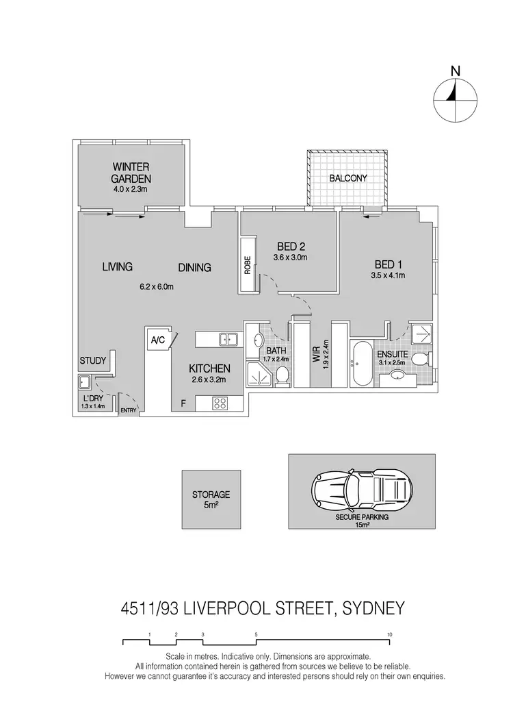 Floorplan of Homely apartment listing, 4511/93 Liverpool Street, Sydney NSW 2000