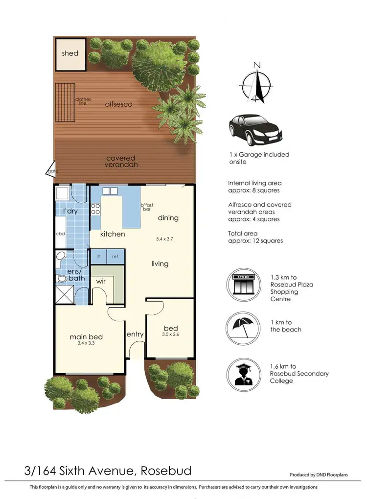 Floorplan of Homely unit listing, 3/164 Sixth Avenue, Rosebud VIC 3939