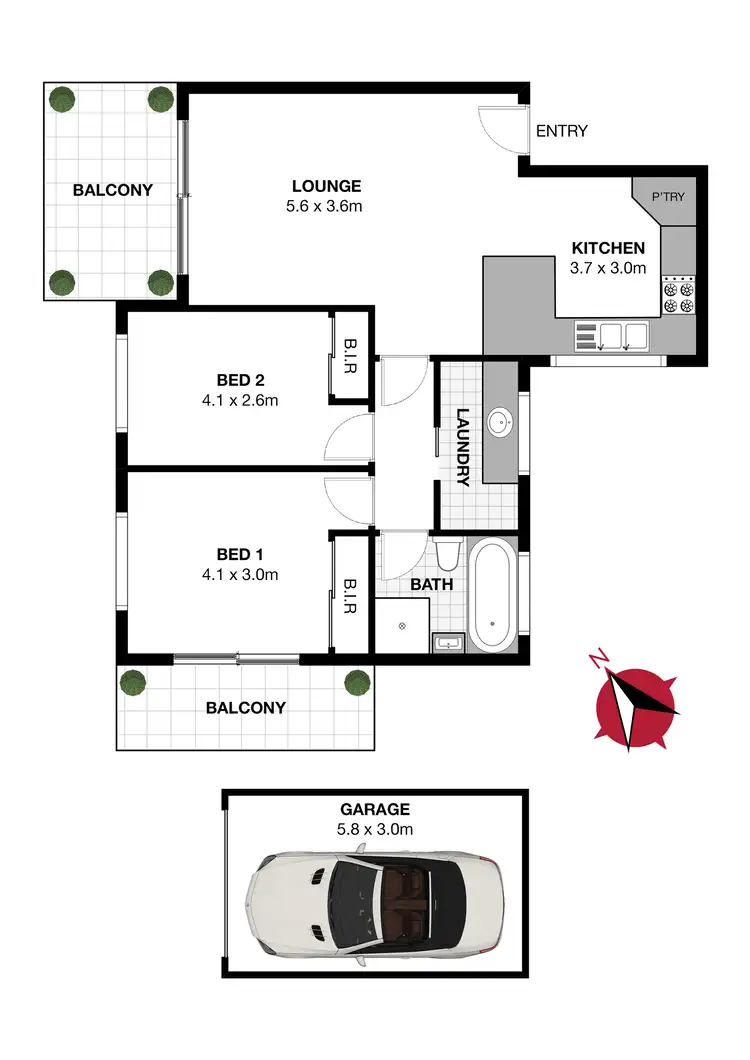 Floorplan of Homely unit listing, 3/46-48 Martin Place, Mortdale NSW 2223