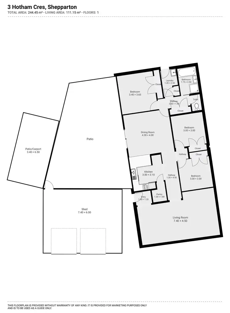 Floorplan of Homely house listing, 3 Hotham Crescent, Shepparton VIC 3630