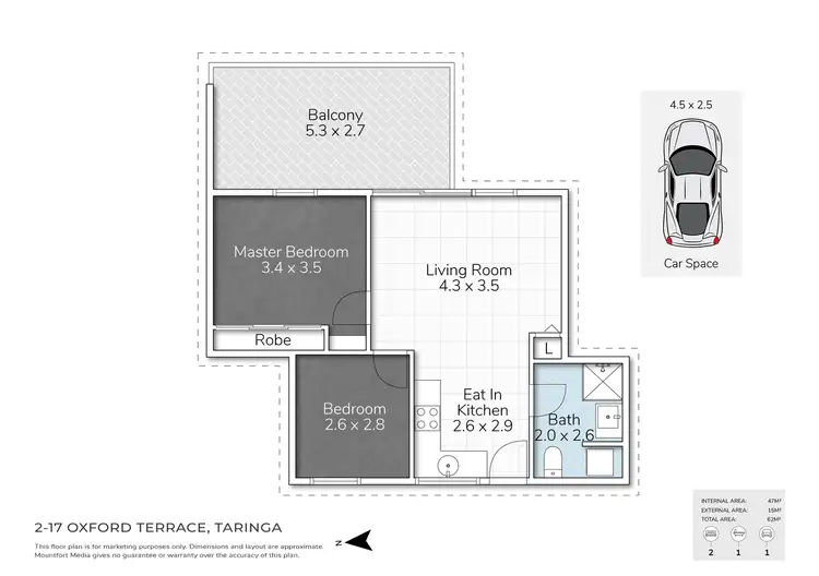 Floorplan of Homely unit listing, 2/17 Oxford Terrace, Taringa QLD 4068