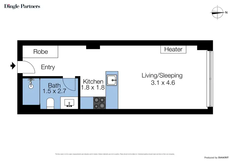 Floorplan of Homely studio listing, 707/408 Lonsdale Street, Melbourne VIC 3000