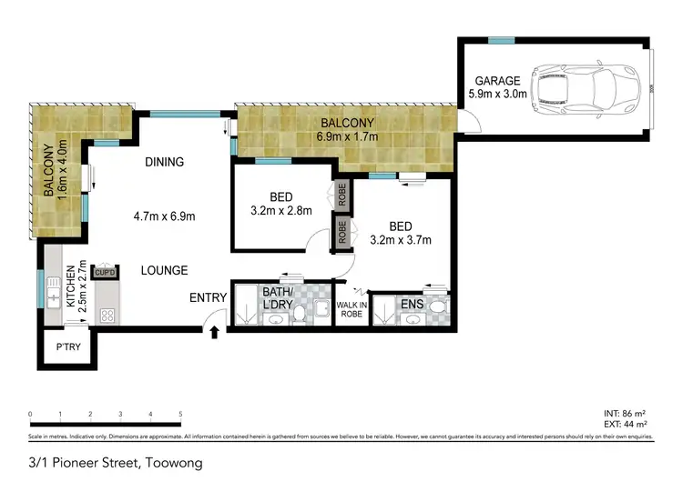 Floorplan of Homely unit listing, 3/1 Pioneer Street, Toowong QLD 4066
