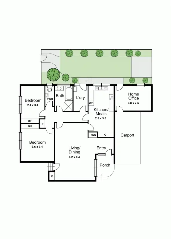 Floorplan of Homely villa listing, 1/13 St Huberts Road, Carnegie VIC 3163