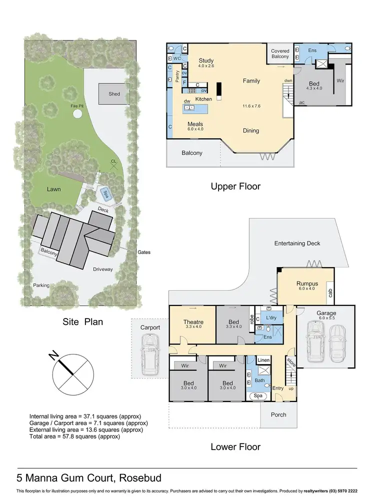 Floorplan of Homely house listing, 5 Manna Gum Court, Rosebud VIC 3939