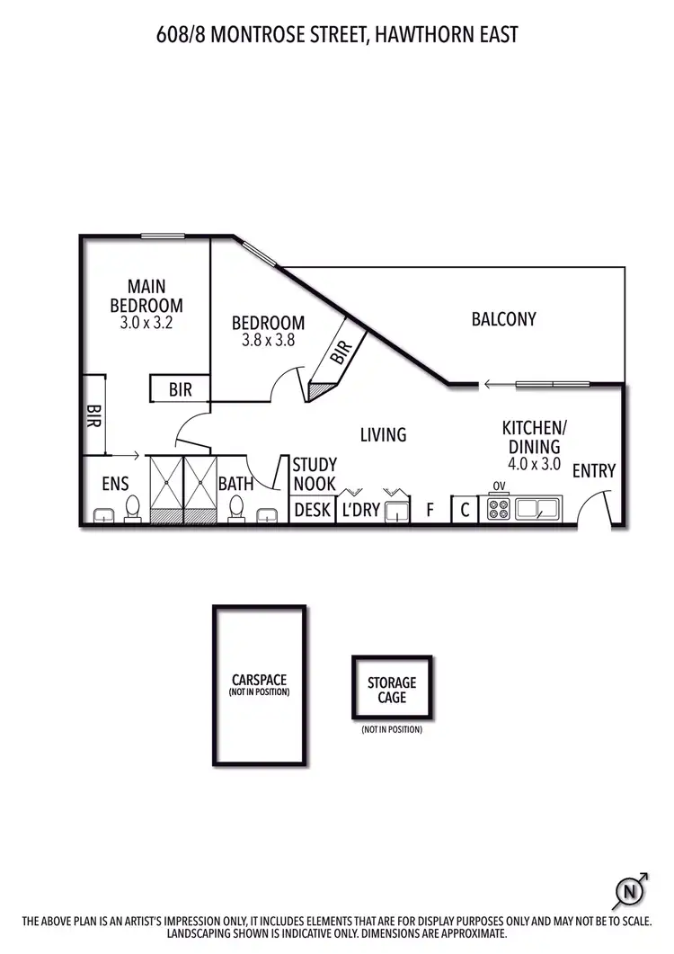 Floorplan of Homely apartment listing, 608/8 Montrose Street, Hawthorn East VIC 3123