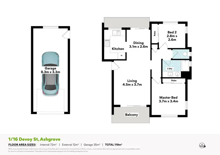 Floorplan of Homely unit listing, 1/16 Devoy Street, Ashgrove QLD 4060